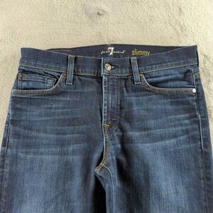7 For‎ All Mankind Slimmy Jeans Mens 32 Blue Dark Wash Slim Straight USA
